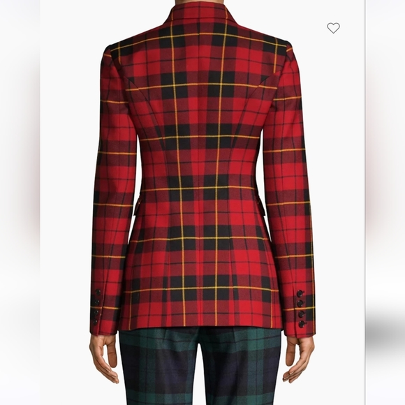 Michael Kors Collection Red tartan plaid blazer coat cape sz 8 nwot wool Italy - Picture 3 of 9